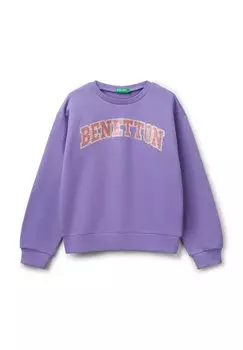 Толстовка WITH GLITTERY PRINT United Colors of Benetton, синий