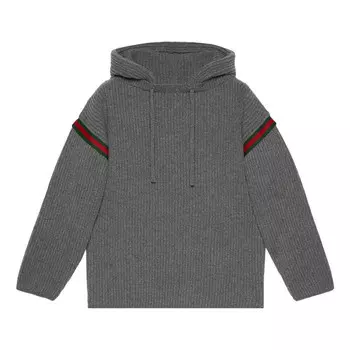 Толстовка wool cashmere sweater with hood 'grey' Gucci, серый