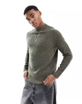 Толстый джемпер реглан в цвете Beetle Green Superdry