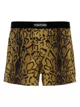 TOM FORD атласные боксеры с леопардовым принтом, коричневый
