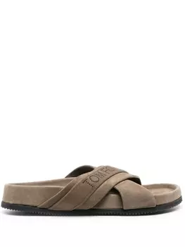 TOM FORD crossover logo-strap slides, зеленый