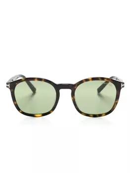 TOM FORD Eyewear солнцезащитные очки в круглой оправе черепаховой расцветки, коричневый