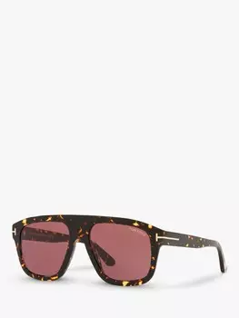 TOM FORD FT0777 Женские солнцезащитные очки Thor прямоугольной формы, Гавана/красный
