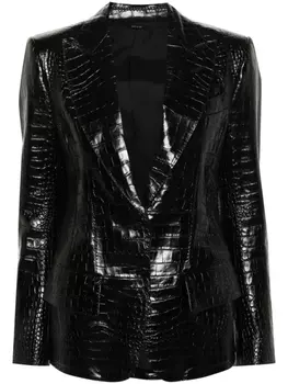 TOM FORD кожаный блейзер с тиснением, черный
