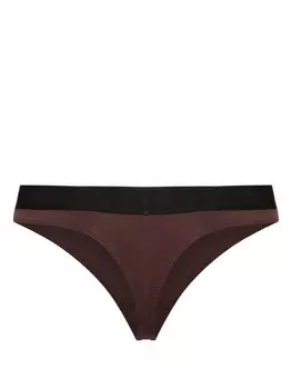 TOM FORD трусы-стринги с логотипом, коричневый