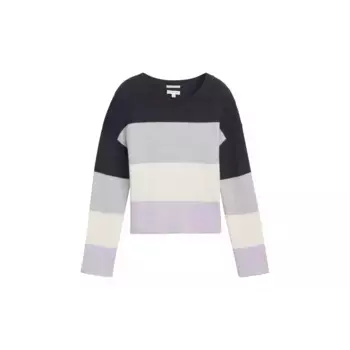 TOM TAILOR вязаный свитер с колор-блоками, цвет bold multicolor stripe black