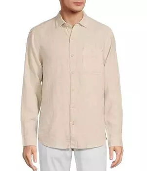 Tommy Bahama Big & Tall Sea Glass Breezer Льняная тканая рубашка с длинными рукавами, бежевый