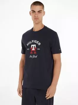 Tommy Hilfiger Хлопковая футболка с изогнутой монограммой, Desert Sky