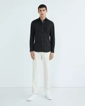 Tommy Hilfiger мужская рубашка узкого кроя с длинными рукавами Tommy Hilfiger, черный