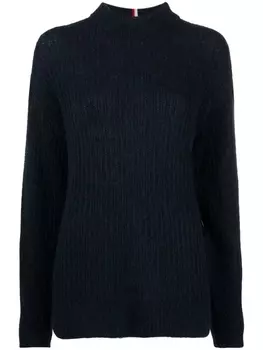 Tommy Hilfiger вязаный джемпер с логотипом, синий