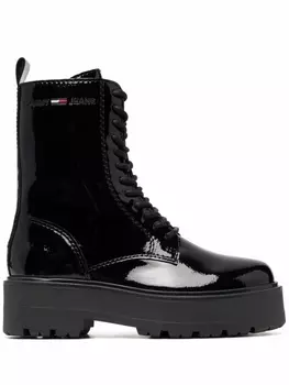 Tommy Jeans лакированные ботинки на шнуровке, черный