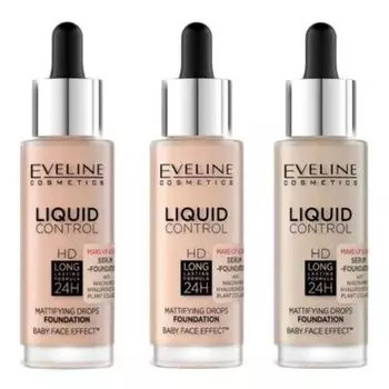 Тональная основа Liquid Control Foundation HD Mattifying Drops с ниацинамидом 32 мл Eveline