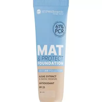 Тональная основа Mat & Protect SPF 25 02 цвета слоновой кости HYPOAllergenic, 30 g