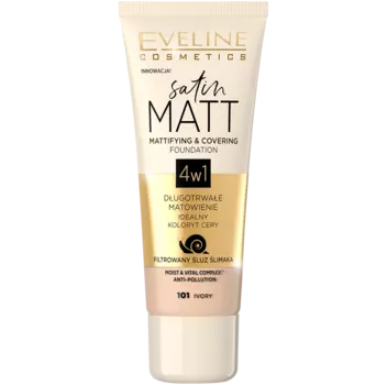 Тональный крем для лица слоновая кость 1 Eveline Cosmetics Satin Matt, 30 мл