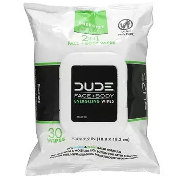 Тонизирующие Салфетки Dude Products для лица и тела, 30 салфеток