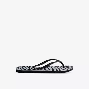 Тонкие резиновые шлепанцы с принтом «зебра» Havaianas, черный