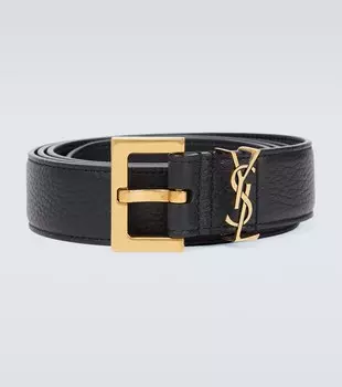 Тонкий кожаный ремень Saint Laurent, черный