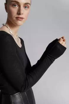 Тонкий шерстяной топ H&M, черный