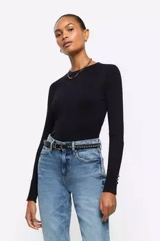 Тонкий топ с круглым вырезом River Island, черный
