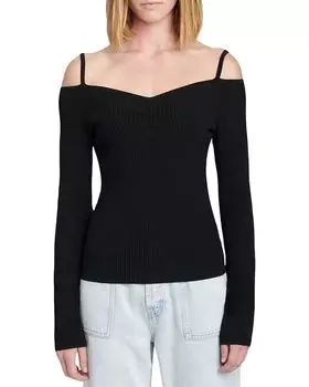 Топ 7 For All Mankind Off Shoulder Long Sleeve, черный