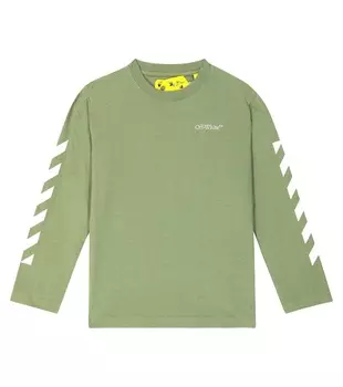 Топ arrows из хлопкового джерси Off-White Kids, зеленый