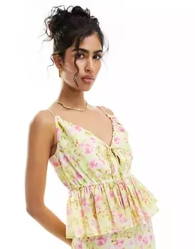 Топ Asos Design Peplum Detail Cami Co-ord, мультиколор