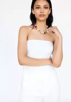 Топ ASYMMETRIC STRAPLESS PULL&BEAR, белый