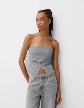 Топ бандо Bershka, серый