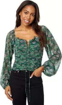 Топ BCBGeneration Woven Rouched Square Neck Top U1UX7T02, цвет Shadow Fan Bud