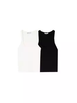 Топ Bershka, черный/белый