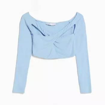 Топ Bershka Crossover Neckline, голубой