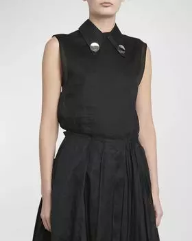 Топ без рукавов с воротником Jil Sander, цвет Black
