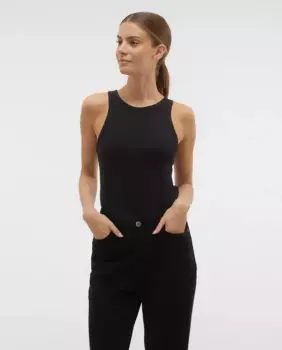 Топ без рукавов в рубчик Vero Moda, черный