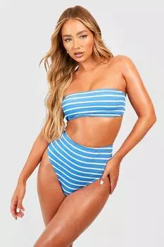 Топ бикини в полоску Boohoo, синий