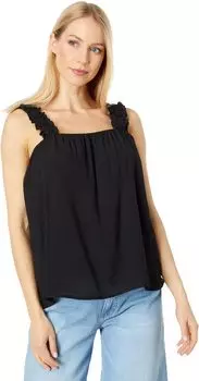 Топ Bobeau Shirred Strap Button Back Tank, черный