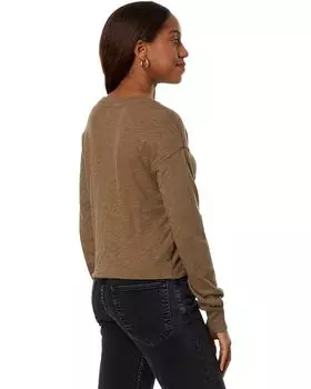 Топ bobi Los Angeles Long Sleeve Cropped Boxy Top, цвет Olive Tree
