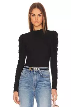 Топ Bobi Shirred Sleeve Turtleneck, черный