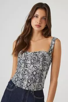 Топ-бюстье со змеиным принтом Forever 21, черный