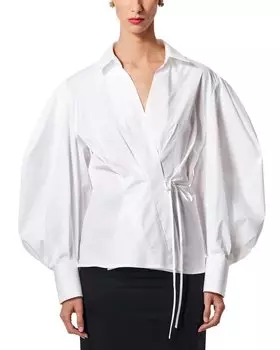 Топ Carolina Herrera с запахом и длинными рукавами, белый