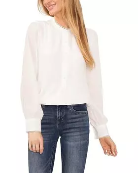 Топ CeCe Long Sleeve Button-Down, цвет New Ivory