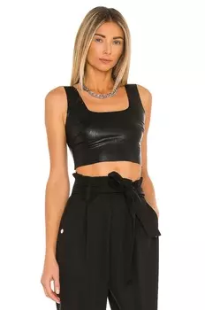 Топ Commando Faux Leather Crop, черный