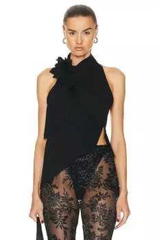 Топ Coperni Flower-Detail Asymmetric, черный