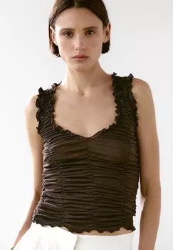 Топ CREASED-EFFECT - Blouse Massimo Dutti, темно-коричневый