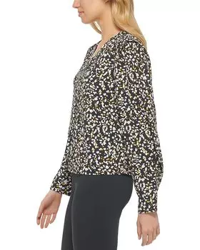 Топ DKNY Printed Crop V-Neck Top, цвет Black Golden Spice Multi