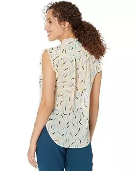 Топ DKNY Sleeveless Printed V-Neck Top, цвет Parchment Multi