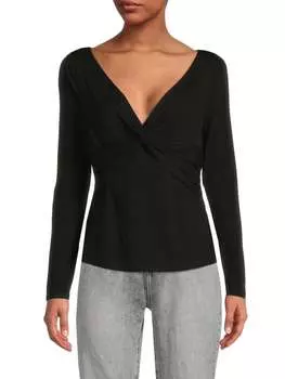 Топ Donna Karan с глубоким вырезом, черный