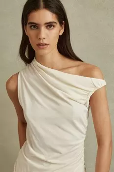 Топ Dylan с рюшами и открытыми плечами Reiss, белый