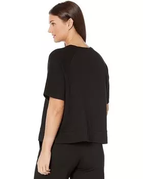 Топ Eileen Fisher Petite Crew Neck Short Sleeve Top, черный