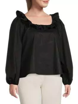 Топ English Factory Babydoll Plus с рюшами, черный