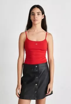 Топ Essential Strap Top Tommy Jeans, цвет deep crimson
